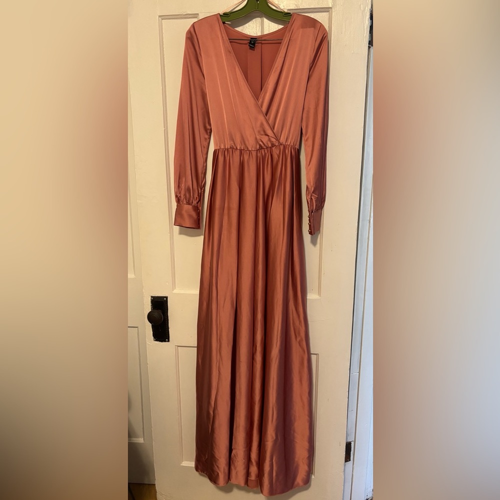 Windsor Dusty Pink Satin-Feel Maxi Gown